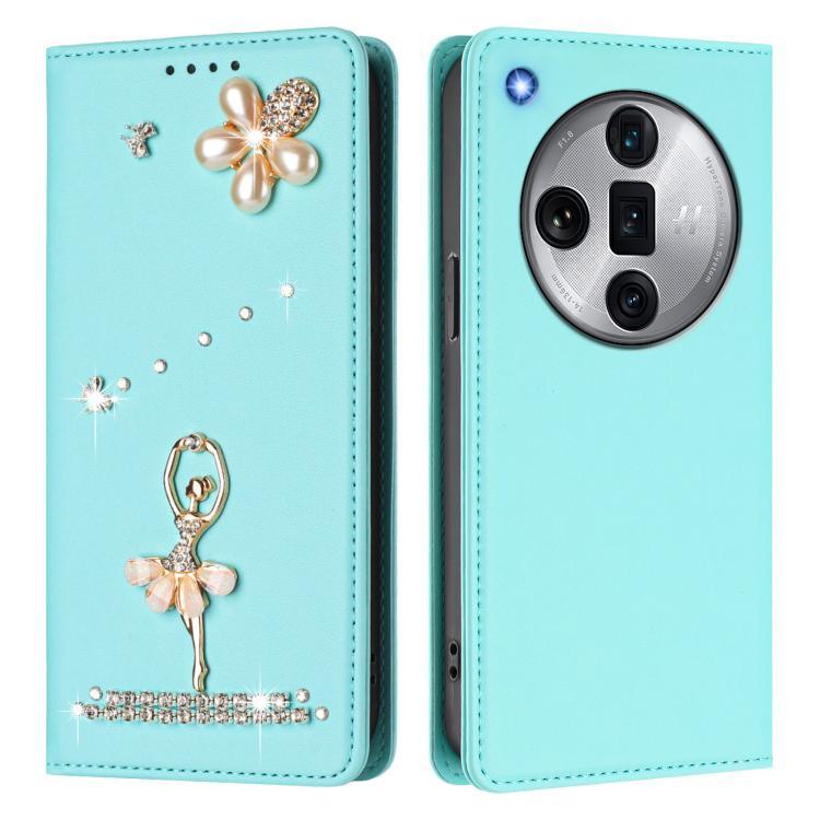 For OPPO Find X7 Ultra Ballet Girl Diamond Studded RFID Vegan Leather Phone Case