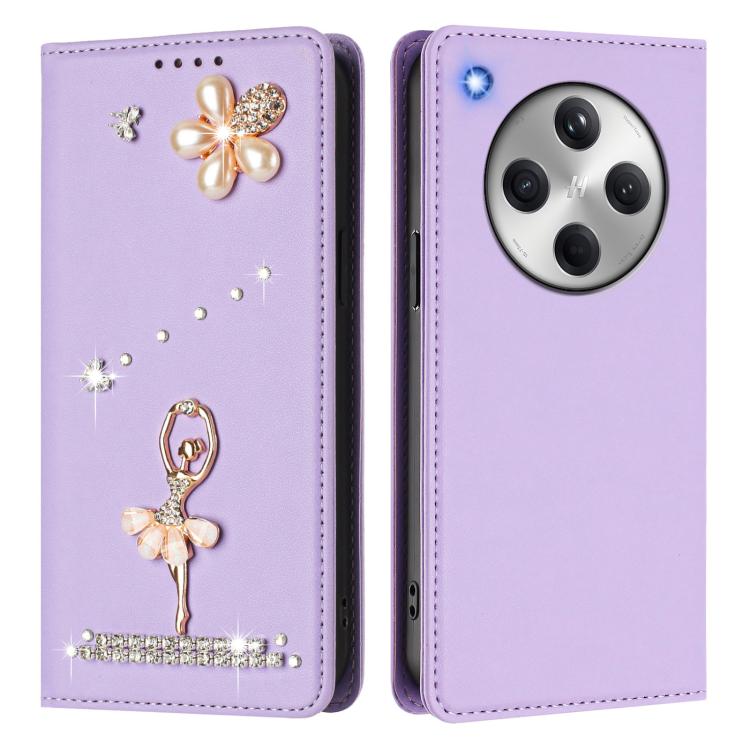 For OPPO Find X8 5G Global Ballet Girl Diamond Studded RFID Vegan Leather Phone Case