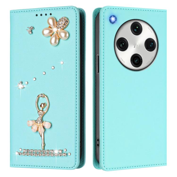 For OPPO Find X8 Pro 5G Global Ballet Girl Diamond Studded RFID Vegan Leather Phone Case