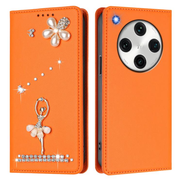 For OPPO Find X8 Pro 5G Global Ballet Girl Diamond Studded RFID Vegan Leather Phone Case