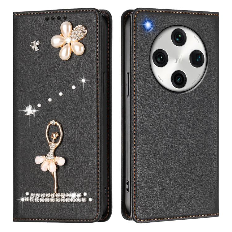 For OPPO Find X8 Pro 5G Global Ballet Girl Diamond Studded RFID Vegan Leather Phone Case