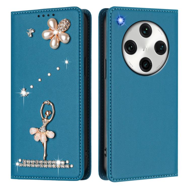 For OPPO Find X8 Pro 5G Global Ballet Girl Diamond Studded RFID Vegan Leather Phone Case