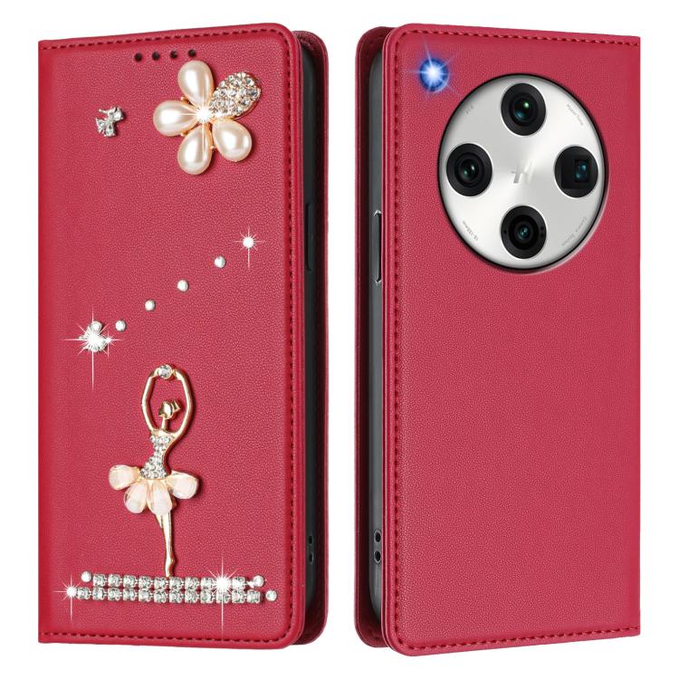 For OPPO Find X8 Pro 5G Global Ballet Girl Diamond Studded RFID Vegan Leather Phone Case