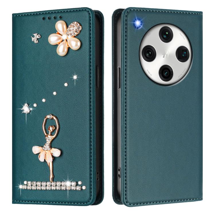 For OPPO Find X8 Pro 5G Global Ballet Girl Diamond Studded RFID Vegan Leather Phone Case