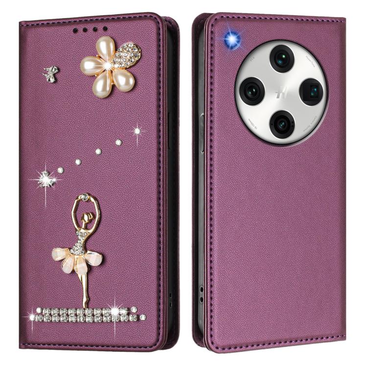 For OPPO Find X8 Pro 5G Global Ballet Girl Diamond Studded RFID Vegan Leather Phone Case