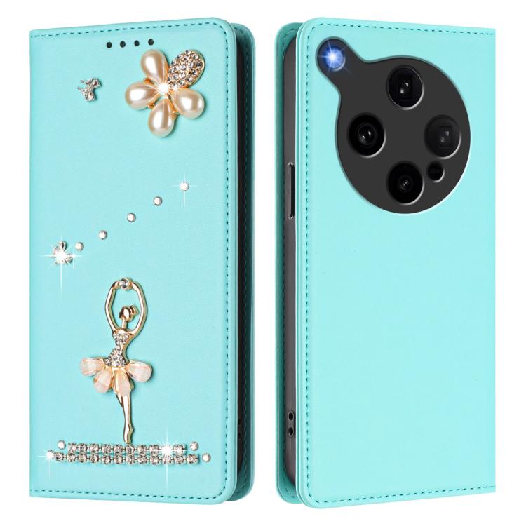 For OPPO Find X8 Ultra 5G Ballet Girl Diamond Studded RFID Vegan Leather Phone Case