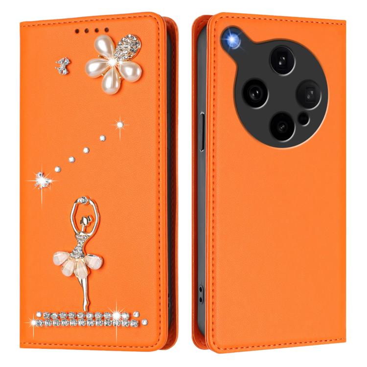 For OPPO Find X8 Ultra 5G Ballet Girl Diamond Studded RFID Vegan Leather Phone Case