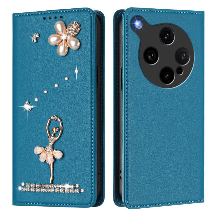 For OPPO Find X8 Ultra 5G Ballet Girl Diamond Studded RFID Vegan Leather Phone Case