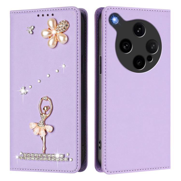 For OPPO Find X8 Ultra 5G Ballet Girl Diamond Studded RFID Vegan Leather Phone Case