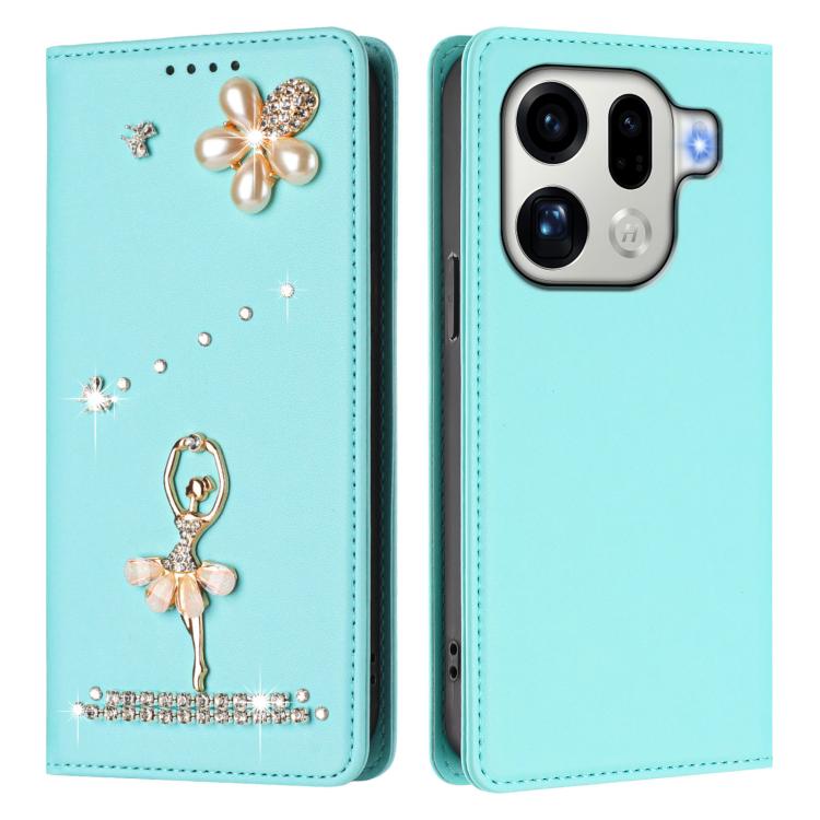 For OPPO Find X9 Pro Ballet Girl Diamond Studded RFID Vegan Leather Phone Case