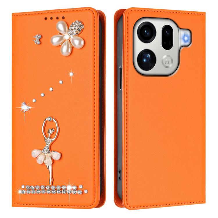 For OPPO Find X9 Pro Ballet Girl Diamond Studded RFID Vegan Leather Phone Case