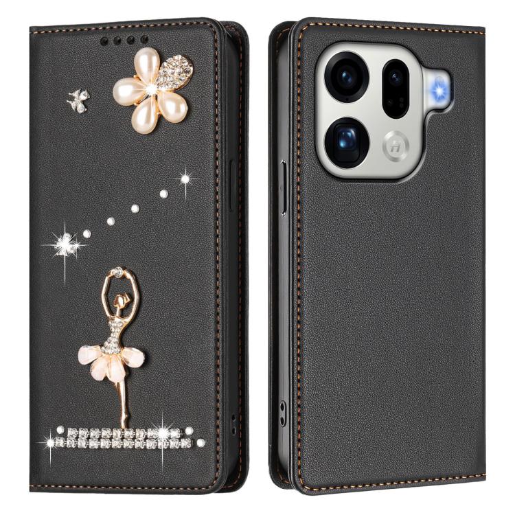 For OPPO Find X9 Pro Ballet Girl Diamond Studded RFID Vegan Leather Phone Case