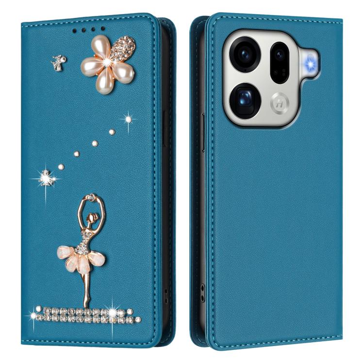 For OPPO Find X9 Pro Ballet Girl Diamond Studded RFID Vegan Leather Phone Case