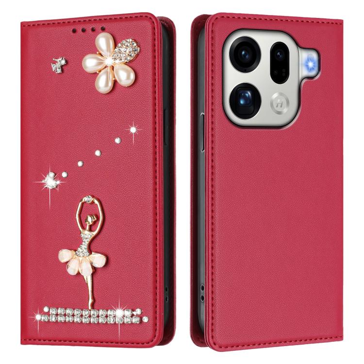 For OPPO Find X9 Pro Ballet Girl Diamond Studded RFID Vegan Leather Phone Case