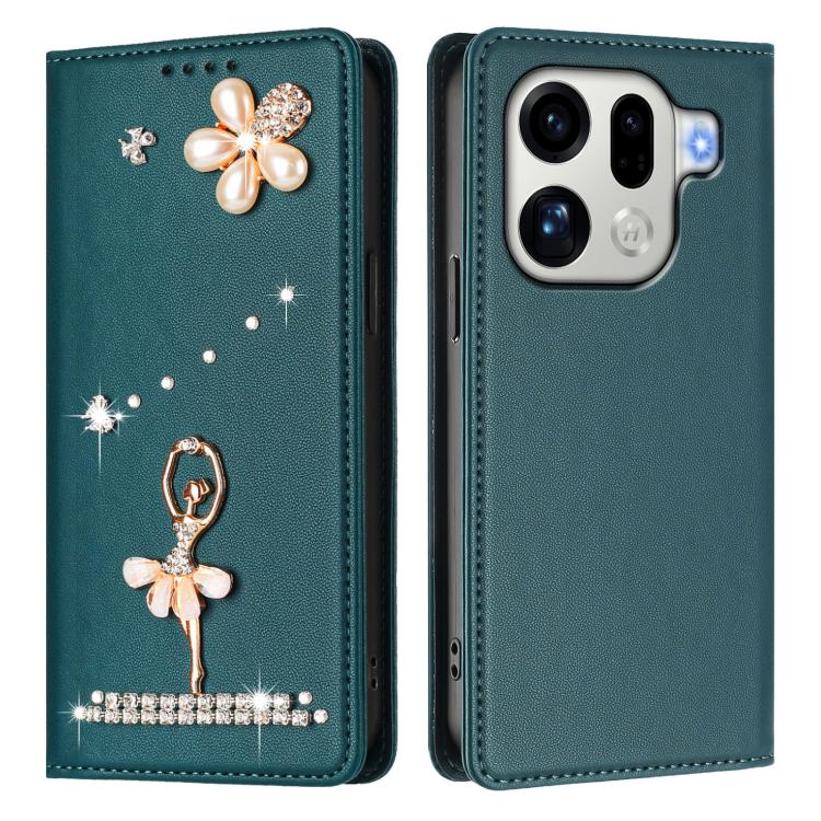 For OPPO Find X9 Pro Ballet Girl Diamond Studded RFID Vegan Leather Phone Case