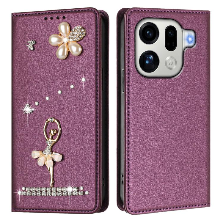 For OPPO Find X9 Pro Ballet Girl Diamond Studded RFID Vegan Leather Phone Case