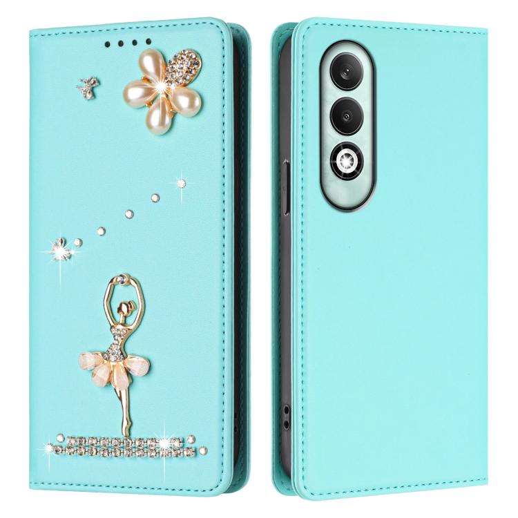 For OPPO K12x 5G Global Ballet Girl Diamond Studded RFID Vegan Leather Phone Case