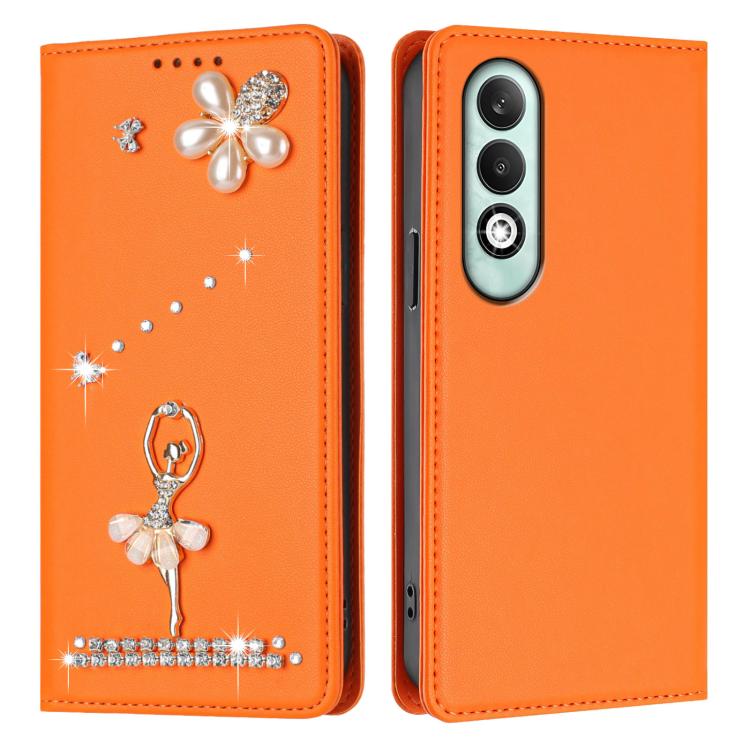 For OPPO K12x 5G Global Ballet Girl Diamond Studded RFID Vegan Leather Phone Case