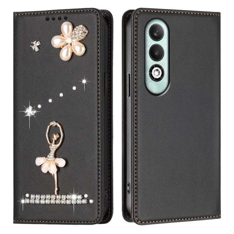 For OPPO K12x 5G Global Ballet Girl Diamond Studded RFID Vegan Leather Phone Case