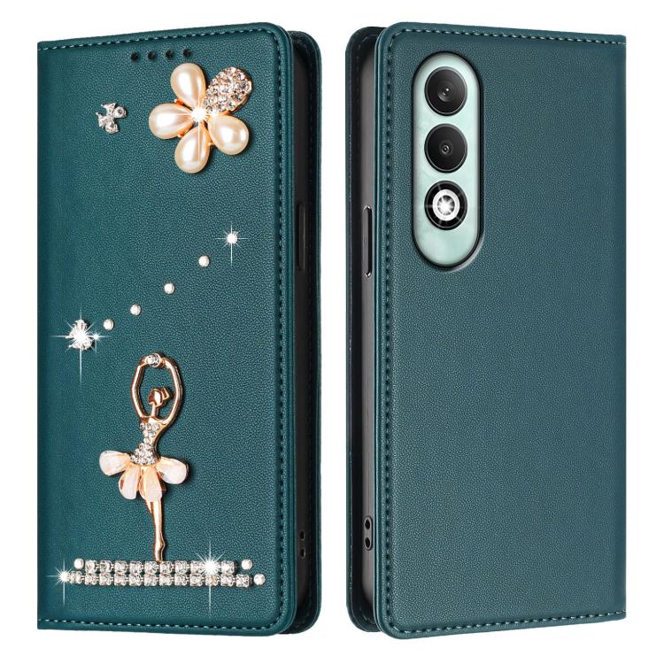 For OPPO K12x 5G Global Ballet Girl Diamond Studded RFID Vegan Leather Phone Case