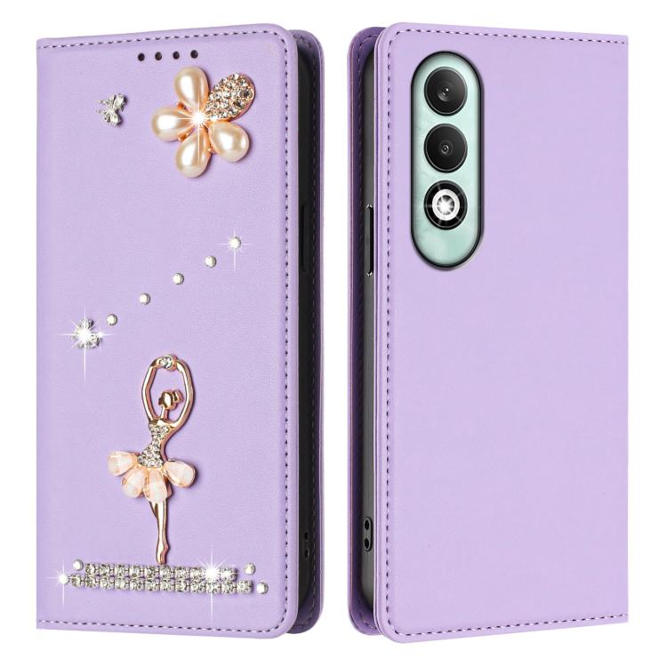 For OPPO K12x 5G Global Ballet Girl Diamond Studded RFID Vegan Leather Phone Case