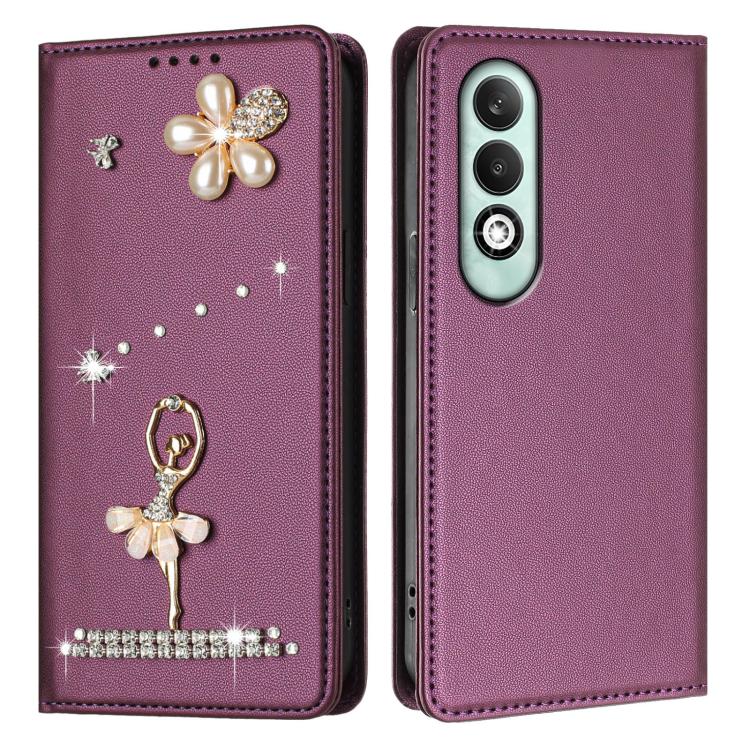 For OPPO K12x 5G Global Ballet Girl Diamond Studded RFID Vegan Leather Phone Case