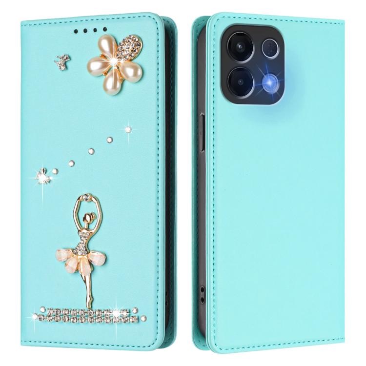 For OPPO K13 5G India Ballet Girl Diamond Studded RFID Vegan Leather Phone Case