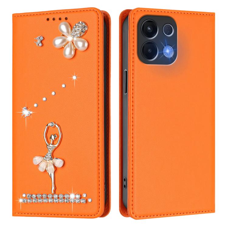 For OPPO K13 5G India Ballet Girl Diamond Studded RFID Vegan Leather Phone Case