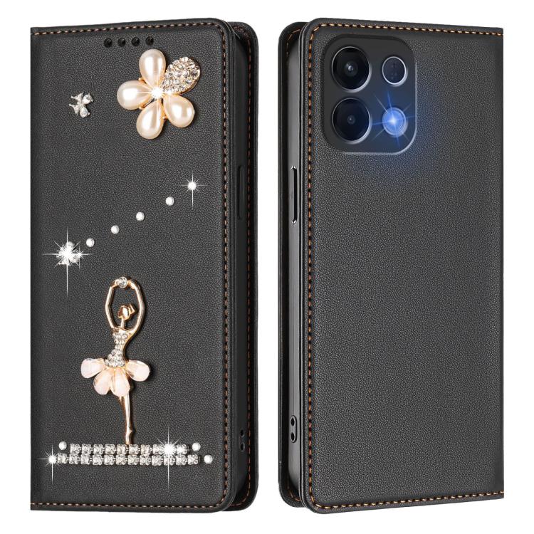 For OPPO K13 5G India Ballet Girl Diamond Studded RFID Vegan Leather Phone Case