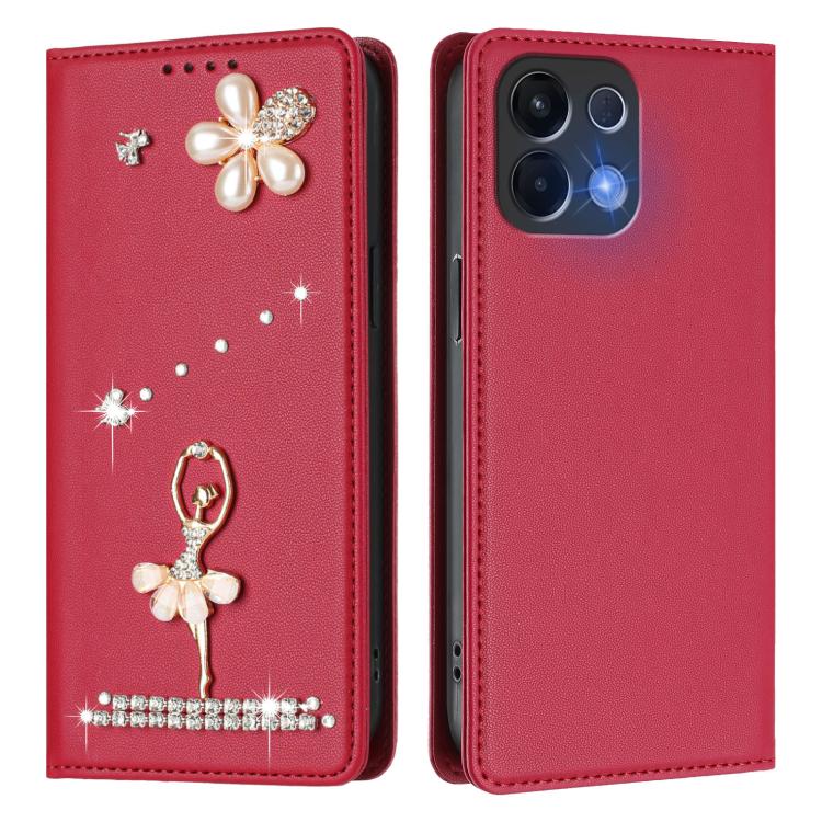 For OPPO K13 5G India Ballet Girl Diamond Studded RFID Vegan Leather Phone Case