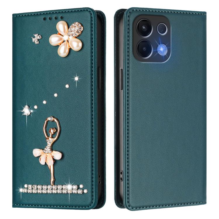 For OPPO K13 5G India Ballet Girl Diamond Studded RFID Vegan Leather Phone Case