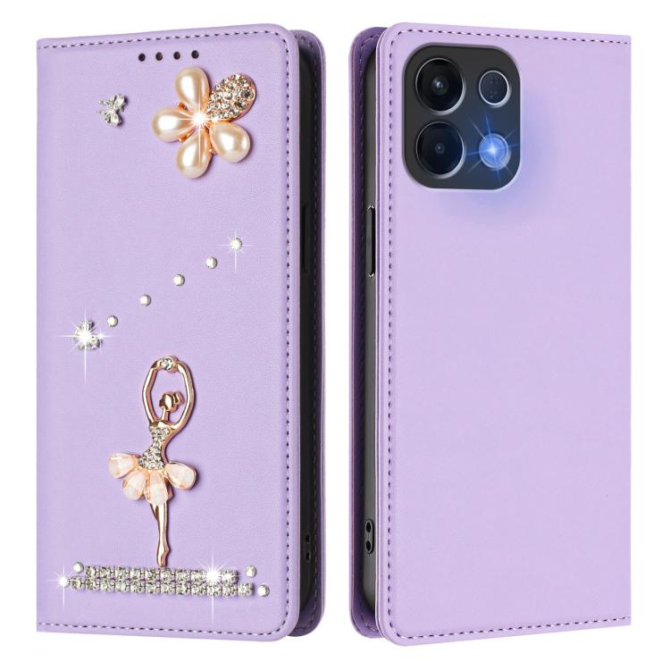For OPPO K13 5G India Ballet Girl Diamond Studded RFID Vegan Leather Phone Case