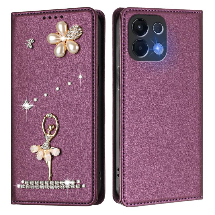 For OPPO K13 5G India Ballet Girl Diamond Studded RFID Vegan Leather Phone Case