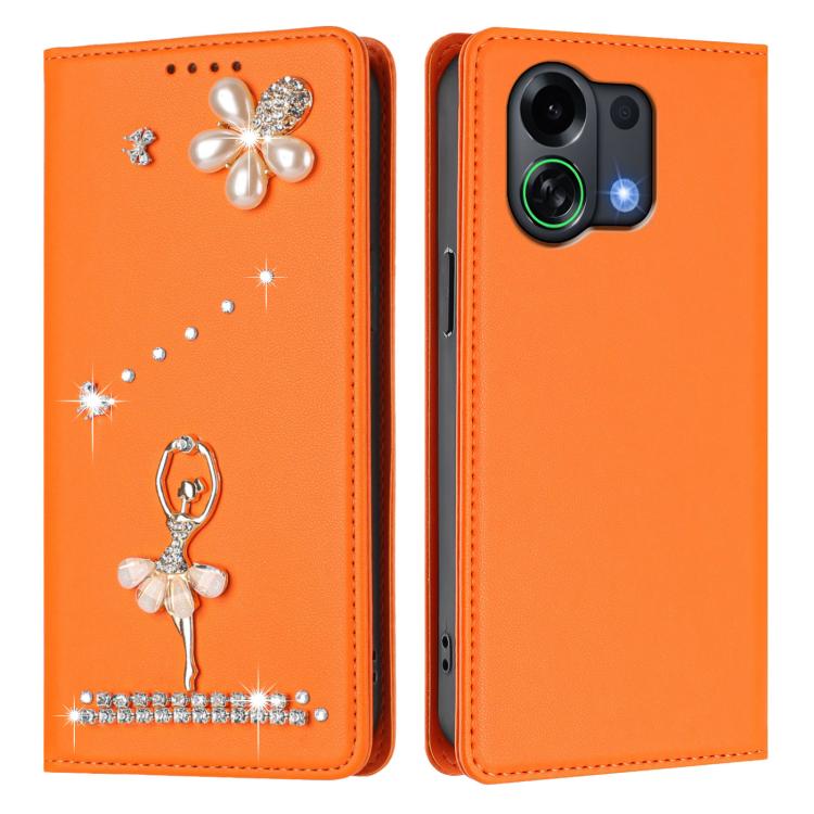For OPPO K13 Turbo Ballet Girl Diamond Studded RFID Vegan Leather Phone Case