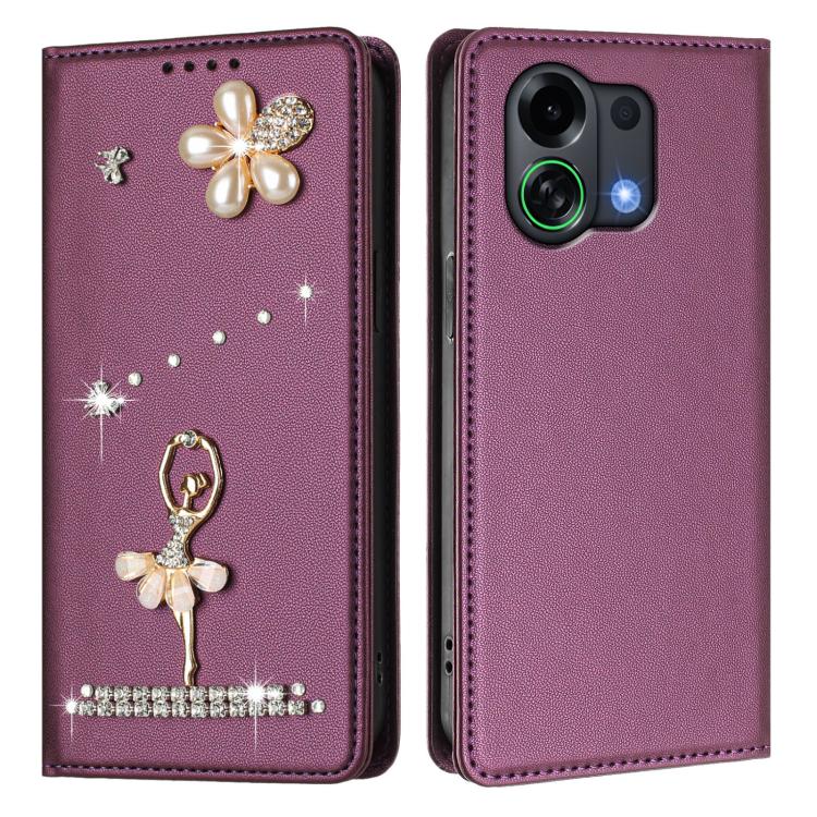 For OPPO K13 Turbo Ballet Girl Diamond Studded RFID Vegan Leather Phone Case