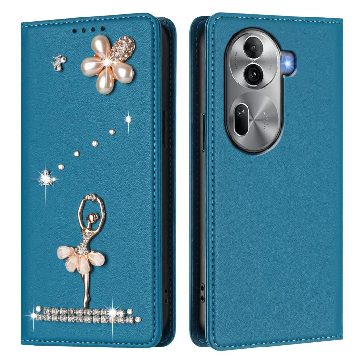 For OPPO Reno11 Pro 5G Global Ballet Girl Diamond Studded RFID Vegan Leather Phone Case