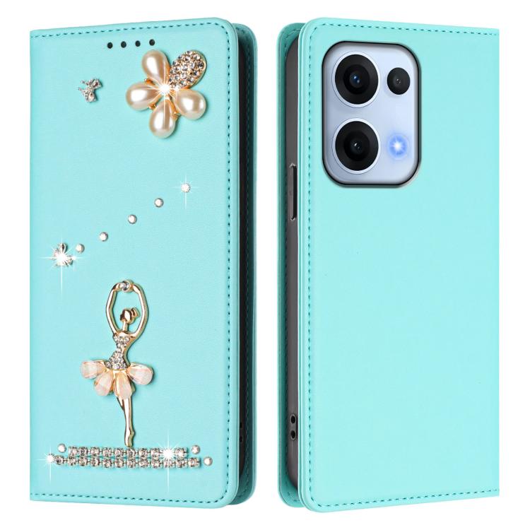 For OPPO Reno13 5G Global Ballet Girl Diamond Studded RFID Vegan Leather Phone Case