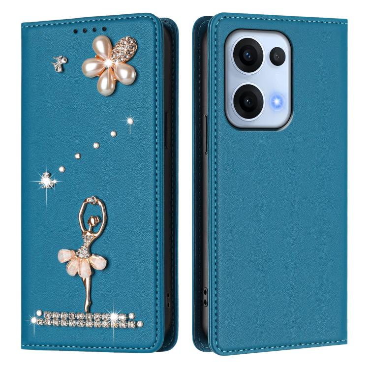 For OPPO Reno13 5G Global Ballet Girl Diamond Studded RFID Vegan Leather Phone Case