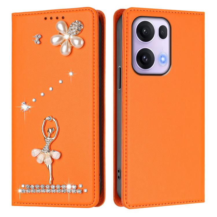 For OPPO Reno13 Pro 5G Global Ballet Girl Diamond Studded RFID Vegan Leather Phone Case
