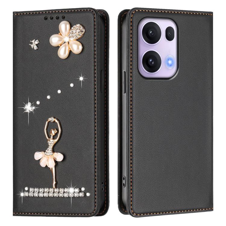 For OPPO Reno13 Pro 5G Global Ballet Girl Diamond Studded RFID Vegan Leather Phone Case