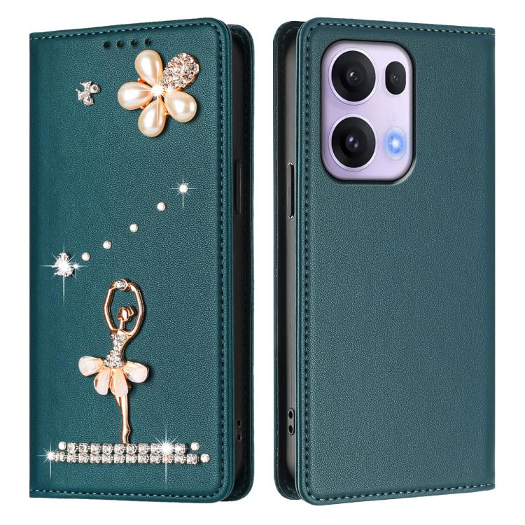 For OPPO Reno13 Pro 5G Global Ballet Girl Diamond Studded RFID Vegan Leather Phone Case