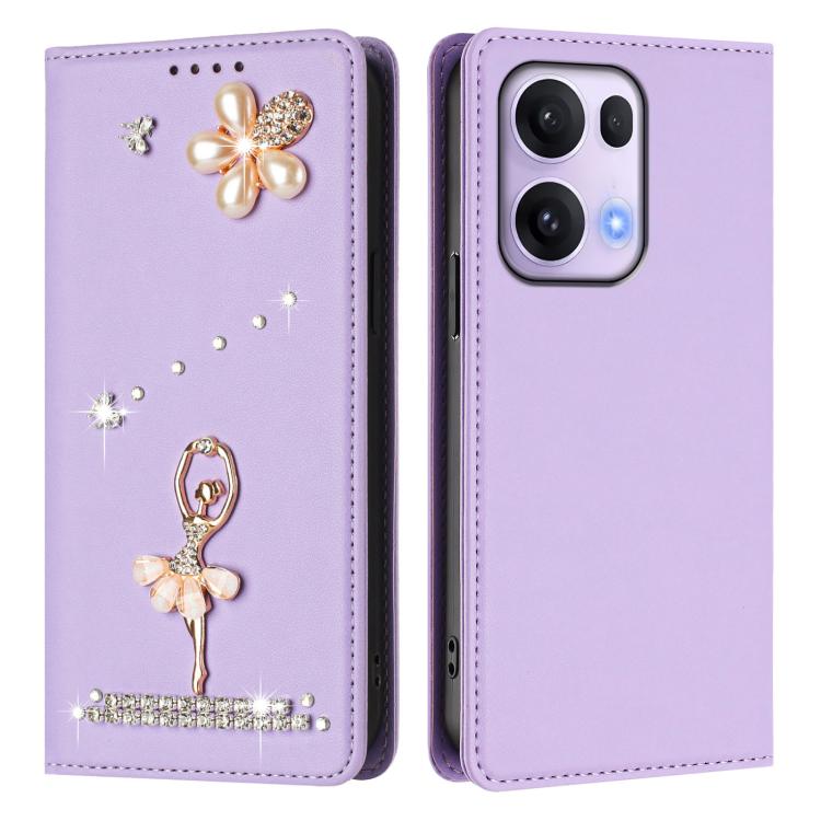 For OPPO Reno13 Pro 5G Global Ballet Girl Diamond Studded RFID Vegan Leather Phone Case
