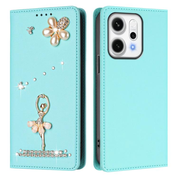 For OPPO Reno14 Pro 5G Global Ballet Girl Diamond Studded RFID Vegan Leather Phone Case