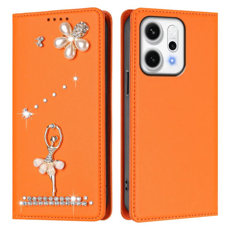 For OPPO Reno14 Pro 5G Global Ballet Girl Diamond Studded RFID Vegan Leather Phone Case
