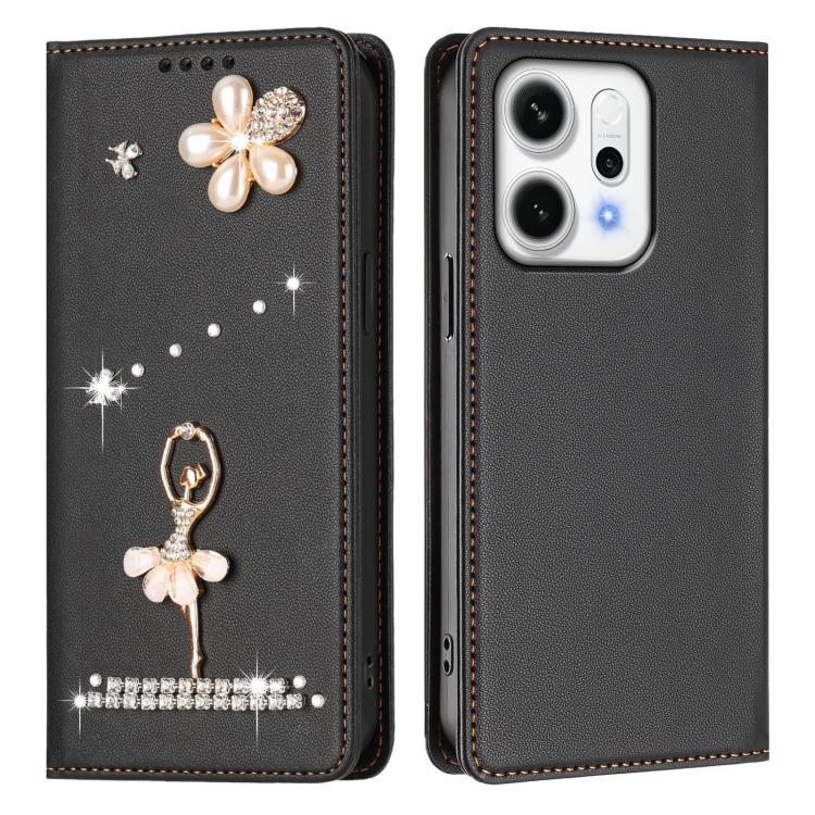 For OPPO Reno14 Pro 5G Global Ballet Girl Diamond Studded RFID Vegan Leather Phone Case