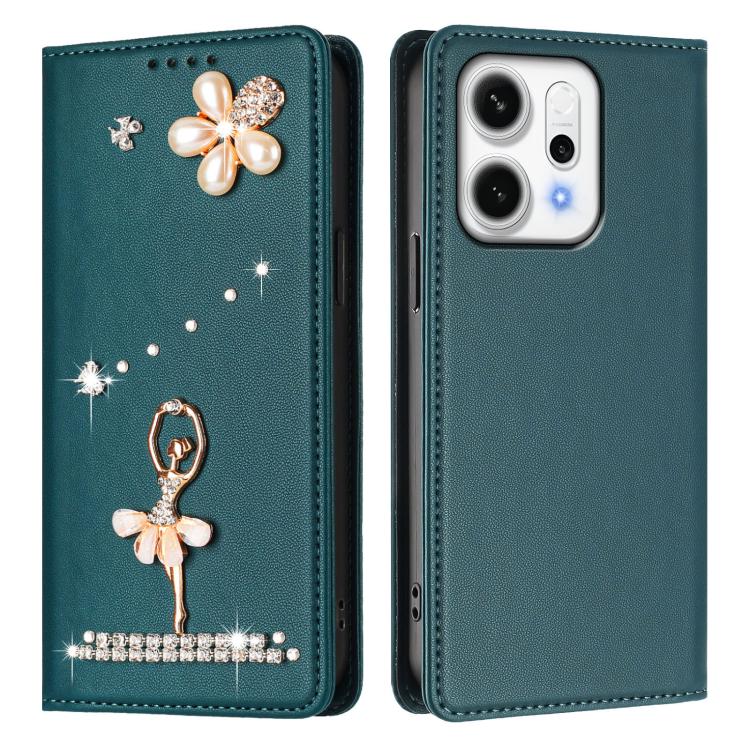 For OPPO Reno14 Pro 5G Global Ballet Girl Diamond Studded RFID Vegan Leather Phone Case