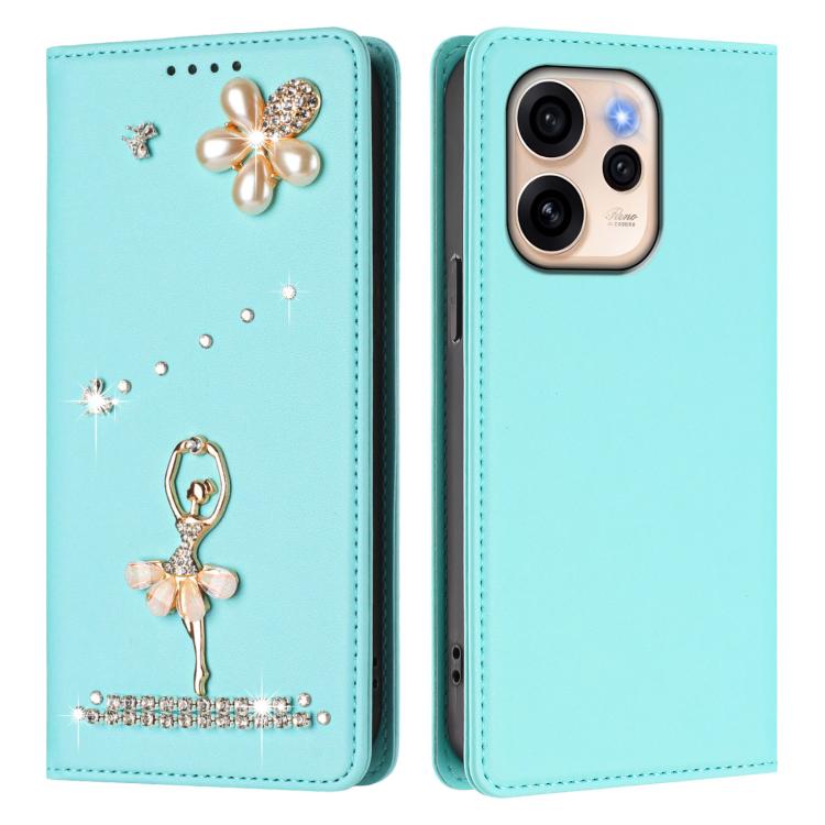 For OPPO Reno15 Pro 5G Global Ballet Girl Diamond Studded RFID Vegan Leather Phone Case