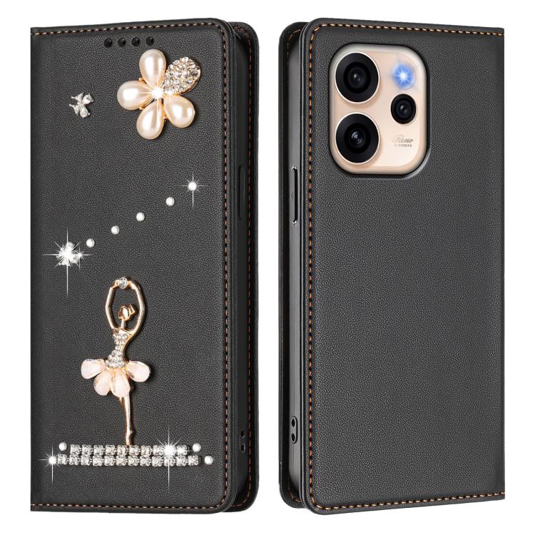 For OPPO Reno15 Pro 5G Global Ballet Girl Diamond Studded RFID Vegan Leather Phone Case