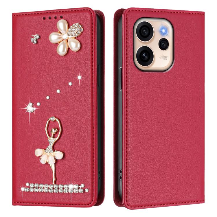 For OPPO Reno15 Pro 5G Global Ballet Girl Diamond Studded RFID Vegan Leather Phone Case