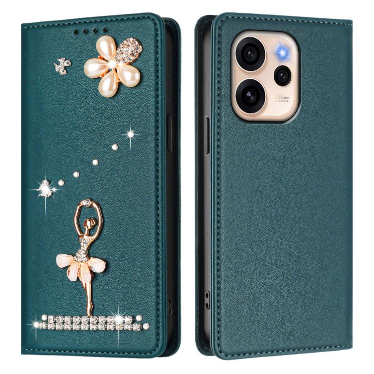 For OPPO Reno15 Pro 5G Global Ballet Girl Diamond Studded RFID Vegan Leather Phone Case